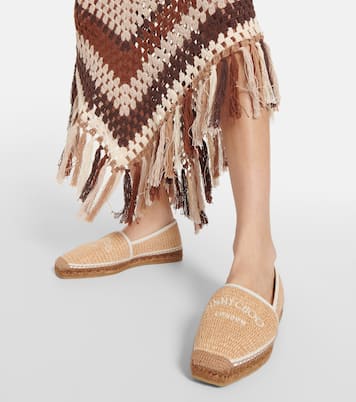 Brie Flat logo raffia espadrilles | Jimmy Choo