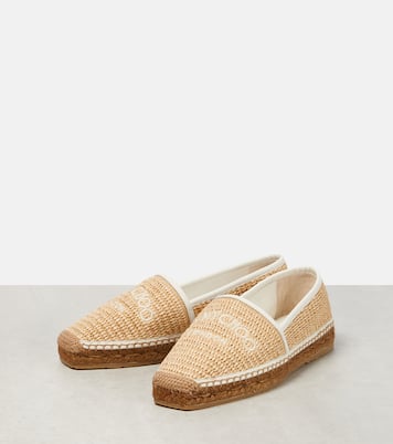 Brie Flat logo raffia espadrilles | Jimmy Choo