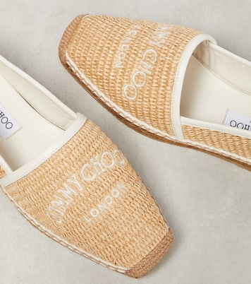 Brie Flat logo raffia espadrilles | Jimmy Choo
