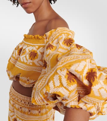 Crop top Cañaveral de algodón bordado | Johanna Ortiz