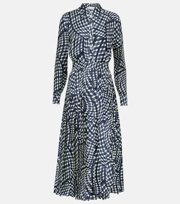 Checked pleated silk shirt dress | Tory Burch