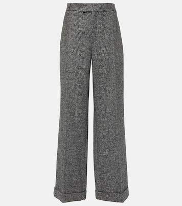Herringbone wool-blend flared pants | Brunello Cucinelli