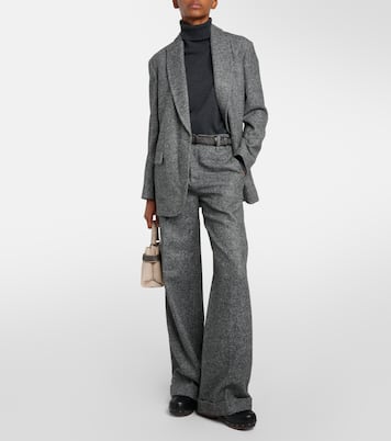 Herringbone wool-blend flared pants | Brunello Cucinelli