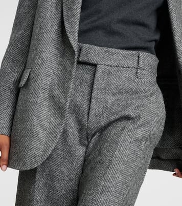 Herringbone wool-blend flared pants | Brunello Cucinelli