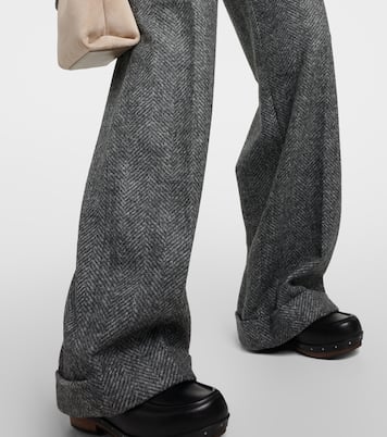 Herringbone wool-blend flared pants | Brunello Cucinelli