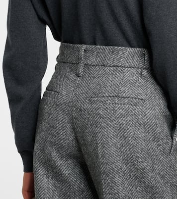 Herringbone wool-blend flared pants | Brunello Cucinelli