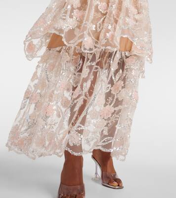 Abito lungo in mesh con paillettes | Self-Portrait