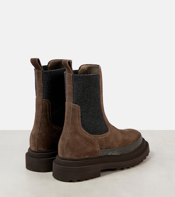 Bottines Chelsea Monili en daim à ornements | Brunello Cucinelli