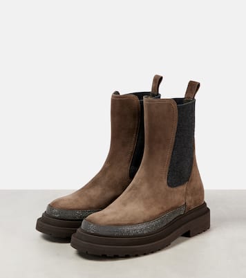 Bottines Chelsea Monili en daim à ornements | Brunello Cucinelli