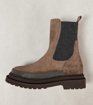 Bottines Chelsea Monili en daim à ornements | Brunello Cucinelli