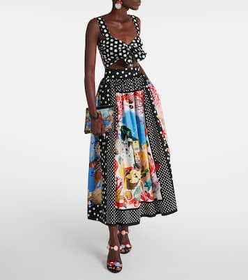 Gonna midi Capri in cotone con stampa | Dolce&Gabbana