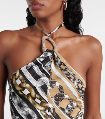 Bedrucktes Cropped-Top mit Kristallen | Area