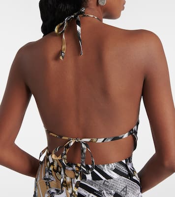 Bedrucktes Cropped-Top mit Kristallen | Area