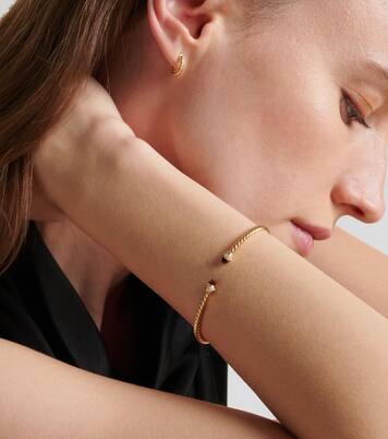 Bracciale Cablespira® Flex in oro 18kt con granati e diamanti | David Yurman