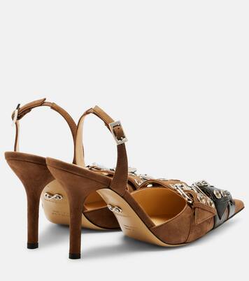 Buckle Belt 95 suede slingback pumps | Mach & Mach