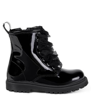 Shearling-lined patent leather boots  | Monnalisa