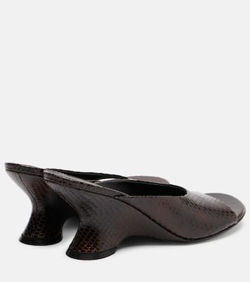 75 snake-effect leather wedge mules | Dries Van Noten