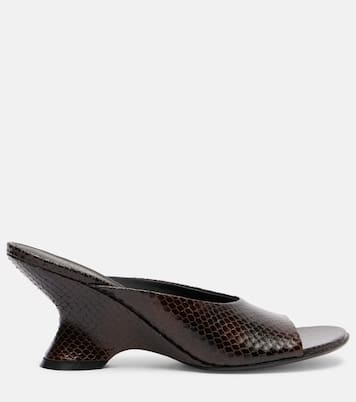75 snake-effect leather wedge mules | Dries Van Noten