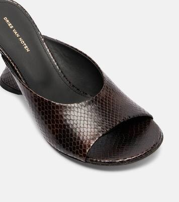 75 snake-effect leather wedge mules | Dries Van Noten