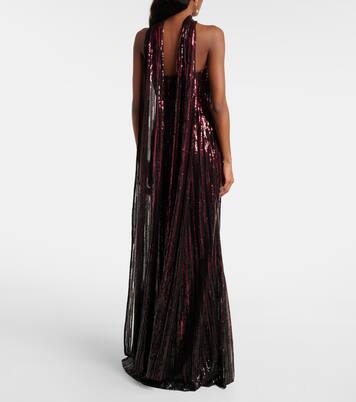 Scarf-detail sequined gown | Elie Saab