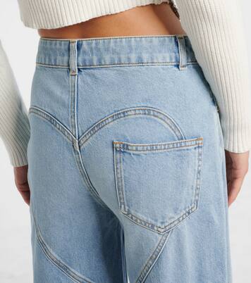 Distressed embellished wide-leg jeans | Area