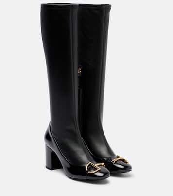 Alfa Horsebit 75 leather knee-high boots | Gucci