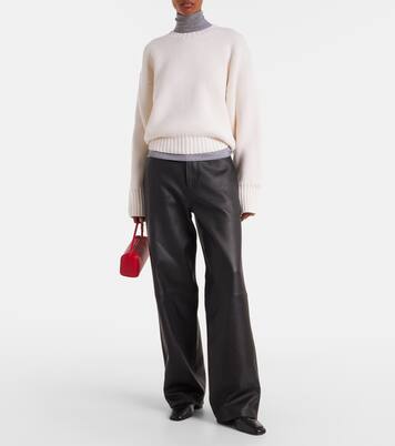 Pantalon ample à taille haute en cuir | Róhe