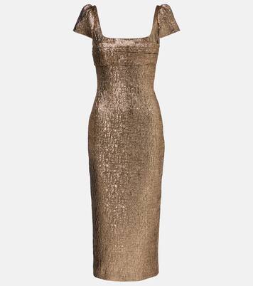 Draped lamé jacquard cocktail dress | Roland Mouret