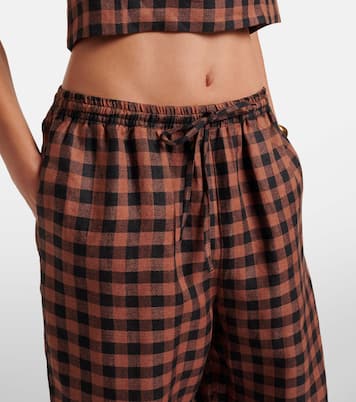 Checked linen wide-leg pants | Asceno