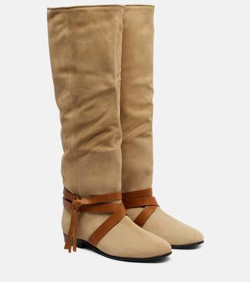 Silmon leather-trimmed suede knee-high boots | Isabel Marant