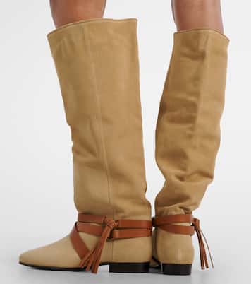 Silmon leather-trimmed suede knee-high boots | Isabel Marant