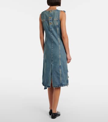 Bow-detail denim midi dress | Ganni