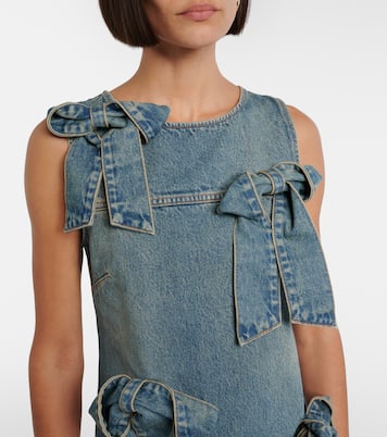 Bow-detail denim midi dress | Ganni