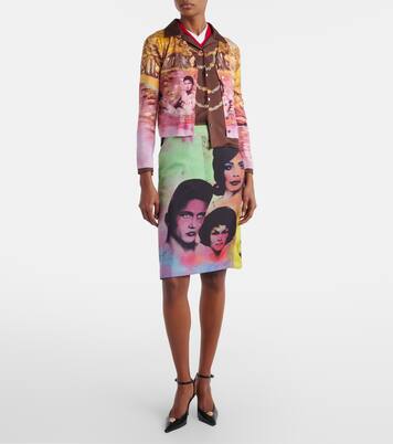 Jupe midi imprimée en soie | Versace