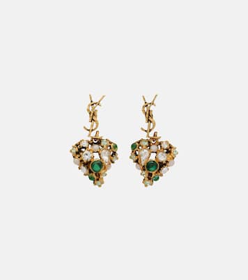 Cassandre embellished drop earrings | Saint Laurent