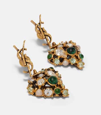 Cassandre embellished drop earrings | Saint Laurent