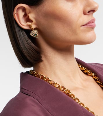 Cassandre embellished drop earrings | Saint Laurent