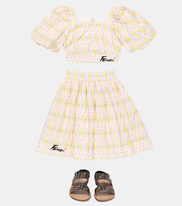 Top cropped in cotone con stampa | Fendi Kids