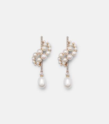 Boucles d’oreilles en or 14 ct, diamants et perles | Mateo