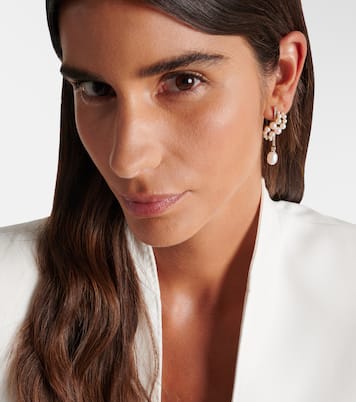 14kt gold earrings with diamonds and pearls | Mateo