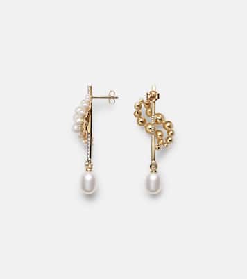 Boucles d’oreilles en or 14 ct, diamants et perles | Mateo