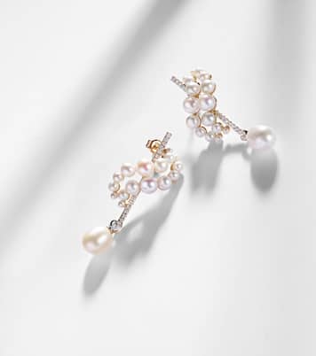 Boucles d’oreilles en or 14 ct, diamants et perles | Mateo