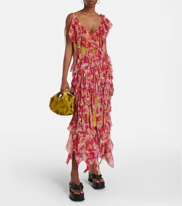 Silk-blend floral midi dress | Dries Van Noten