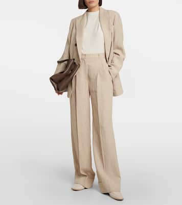 Pantalon ample en lin à taille haute | Brunello Cucinelli