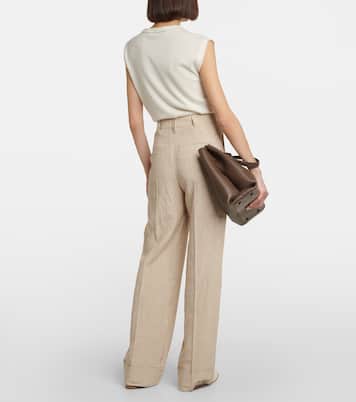 Pantalon ample en lin à taille haute | Brunello Cucinelli