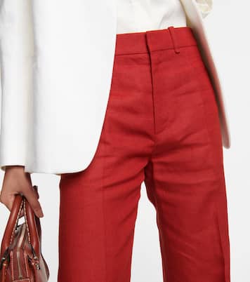 Pantaloni flared in lino a vita alta | Chloé