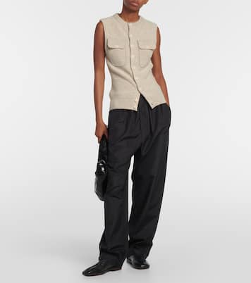 Pantalon tapered à taille haute en soie | Lemaire