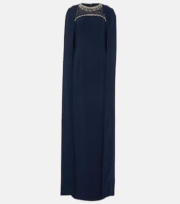 Embellished cape crêpe gown | Jenny Packham