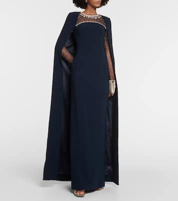Embellished cape crêpe gown | Jenny Packham