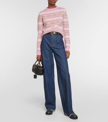 Pullover in lana vergine con logo | Miu Miu